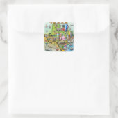 Texas Fun Map Quadratischer Aufkleber (Tasche)
