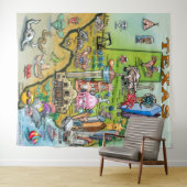Texas Fun Map Tapestry Wandteppich (Beispiel (Horizontal))