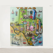 Texas Fun Map Tapestry Wandteppich (Vorderseite)
