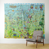 Texas Fun Map Tapestry Wandteppich (Beispiel (Horizontal))