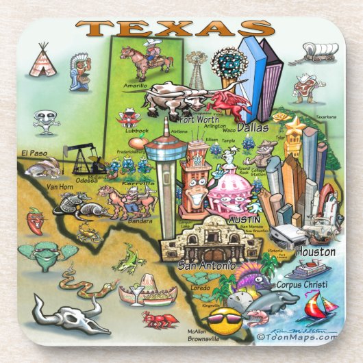 Texas Fun Map Untersetzer (Vorderseite)