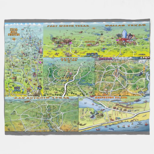 Texas Fun Maps Fleecedecke (Vorderseite (Horizontal))