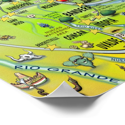 Texas Fun Maps Poster (Ecke)