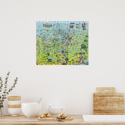 Texas Fun Maps Poster (Küche)