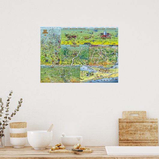 Texas Fun Maps Poster (Küche)