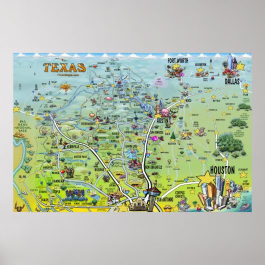 Texas Fun Maps Poster (Vorne)