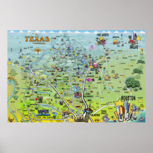 Texas Fun Maps XX Großes Poster