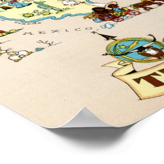 Texas Funny Vintag Map Poster (Ecke)
