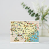 Texas Funny Vintag Map Postkarte (Stehend Vorderseite)