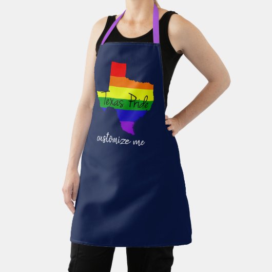 Texas Gay Pride Rainbow Custom Navy Blue Schürze (InSitu)