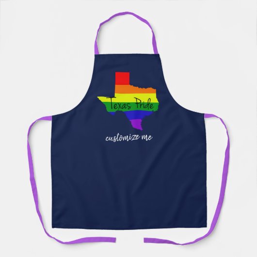 Texas Gay Pride Rainbow Custom Navy Blue Schürze (Vorderseite)
