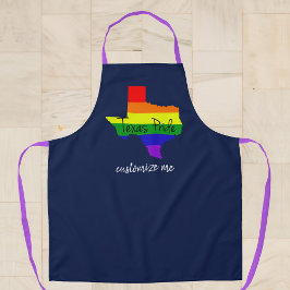 Texas Gay Pride Rainbow Custom Navy Blue Schürze