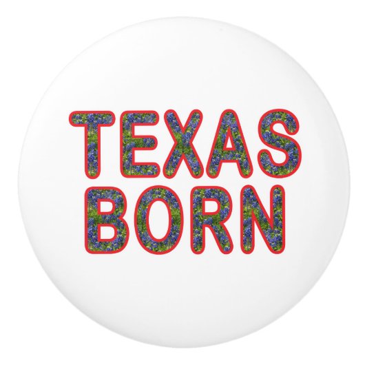 Texas Geboren Bluebonnet Keramikknauf (Vorderseite)
