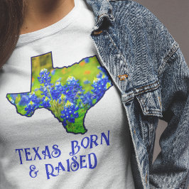 Texas Geboren & Raised Bluebonnets Staat Texas T-Shirt