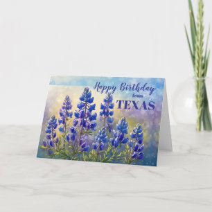 Texas Geburtstag mit Bluebonnets Malerei Karte