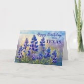 Texas Geburtstag mit Bluebonnets Malerei Karte (Vorderseite)