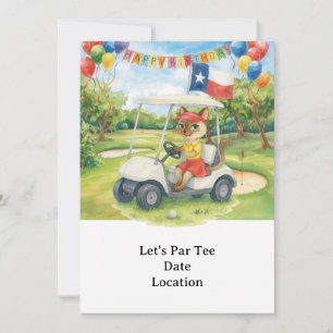Texas Geburtstag Thema für GOLFER Cat Liebhaber Einladung