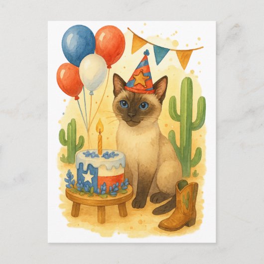 Texas Geburtstag Thema für Katzen Liebhaber Postkarte (Vorderseite)