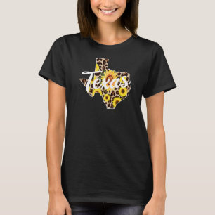 Texas Girl Sonnenblume Leopard Rustikaler Schwarze T-Shirt
