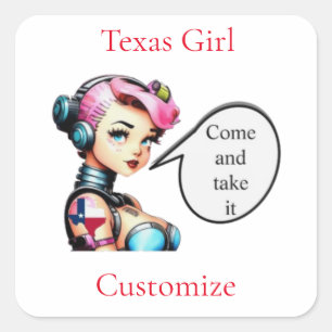 Texas Girl Thunder_Cove Quadratischer Aufkleber