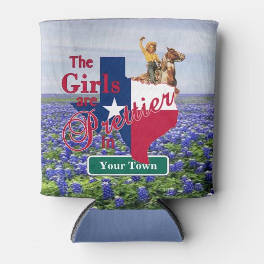 Texas Girls sind Hübscher in (INDIVIDUELLE NAME) B Dosenkühler (Vorderseite)