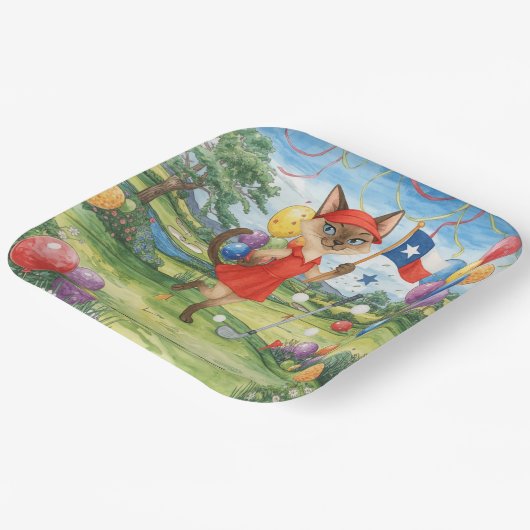 Texas Golf Birthday Party auf Grün für Katzenliebh Pappteller (Gewinkelt)