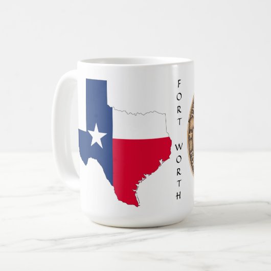 Texas Graphic & Texas Trail auf Weiß, Tasse (Vorderseite Links)