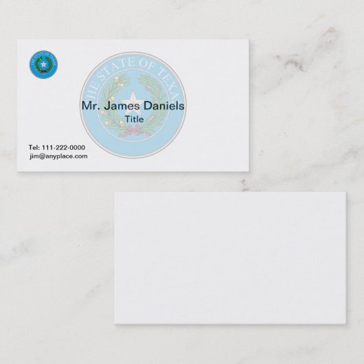 Texas Great Siegel Visitenkarte (Vorne/Hinten)