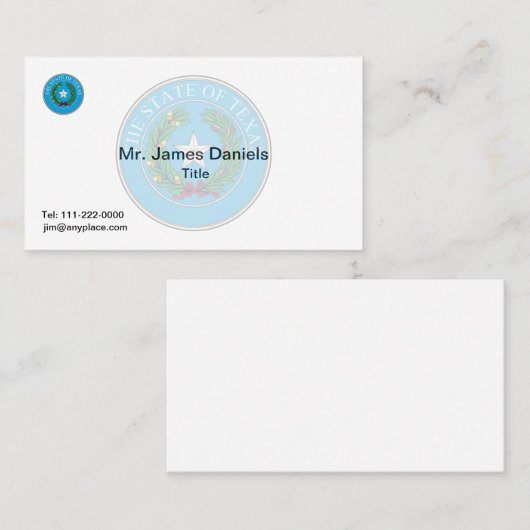 Texas Great Siegel Visitenkarte (Vorne/Hinten)