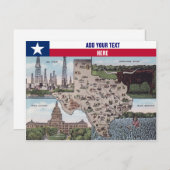 Texas Greetings Postcard - Staat Map & Views Postkarte (Vorne/Hinten)