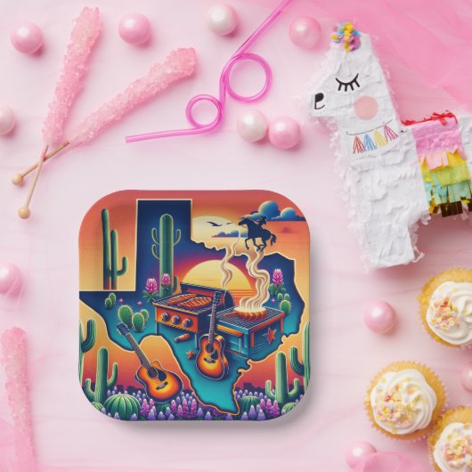 Texas GRILLEN Party 2 Pappteller (Party)