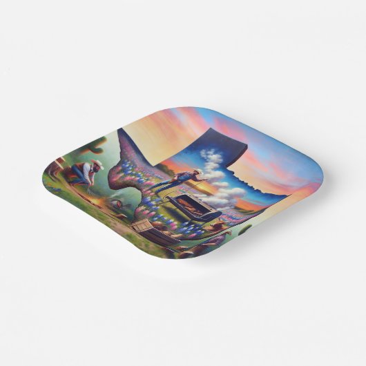 Texas GRILLEN Party 4 Pappteller (Gewinkelt)