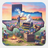 Texas GRILLEN Party 4 Quadratischer Aufkleber (Vorderseite)