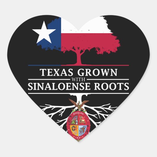 Texas Grown mit Sinaloa Roots Herz-Aufkleber (Vorderseite)