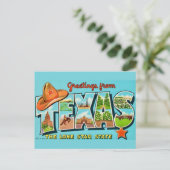 Texas Gruß Vintage Postkarte (Stehend Vorderseite)