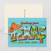 Texas Gruß Vintage Postkarte (Vorne/Hinten)