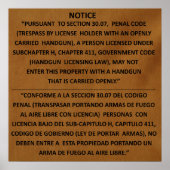 Texas Gun Law - Adobe - Open Carry Poster (Vorne)