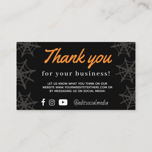Texas Halloween Spider Web Danke Yall Card Begleitkarte (Rückseite)