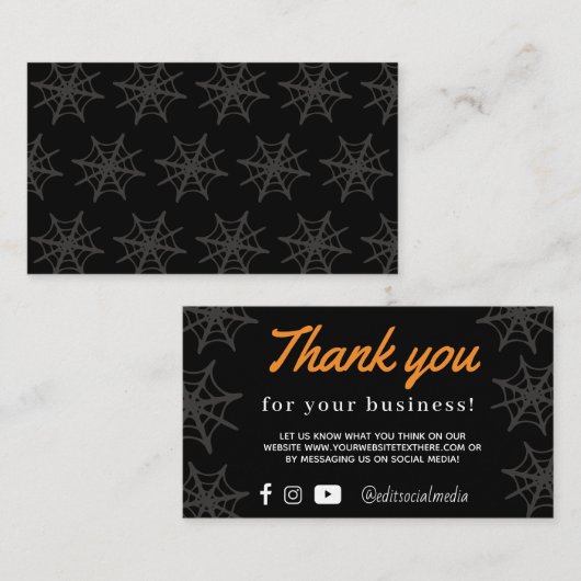 Texas Halloween Spider Web Danke Yall Card Begleitkarte (Vorne/Hinten)