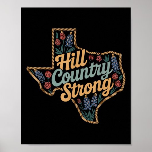 Texas Hill Country 2025 Texas Strong Retro Motivat Poster (Vorne)