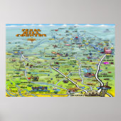Texas Hill Country Cartoon Map Poster (Vorne)