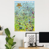 Texas Hill Country Cartoon Map Poster (Heimbüro)