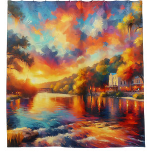 "Texas Hill Country: River Sunset" Duschvorhang