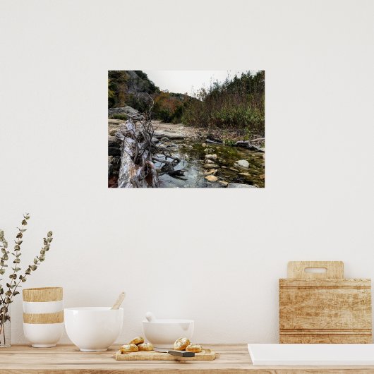 Texas Hill Land Felsen und Bach Poster (Küche)