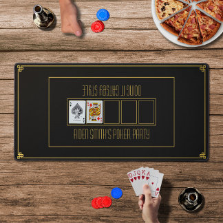 Texas Hold'em Black Gold Poker Table für klassisch Schreibtischunterlage