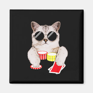 Texas Holdem Poker Cat Magnet