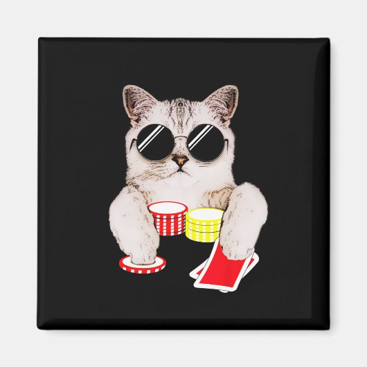 Texas Holdem Poker Cat Magnet (Vorne)