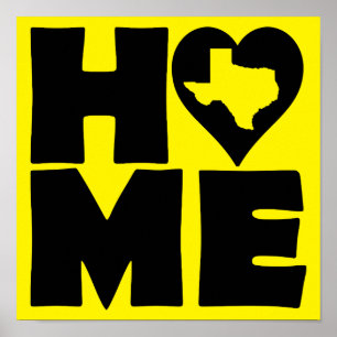 Texas Home Heart State Poster Schild