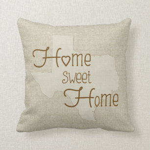 Texas-Home Sweet Home Jute-Look individuelles Name Kissen