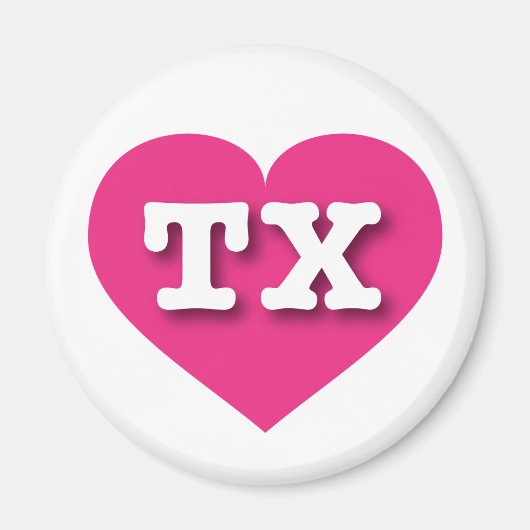 Texas Hot Pink Heart - I Liebe TX Magnet (Vorne)